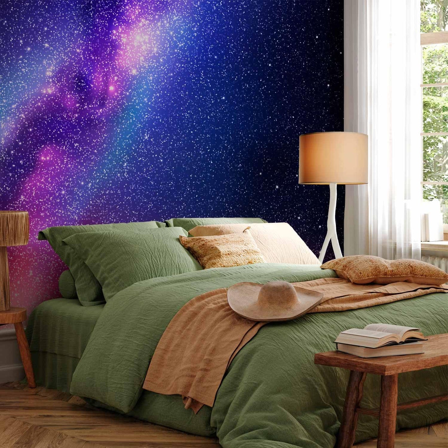 artgeist Wall Mural Galaxy 197x138 in - XXL Non-Woven Wallpaper Fleece Wall Decor Photo Print Picture Image Abstract Space Sky Star Cloud Violet f-C-0487-a-a