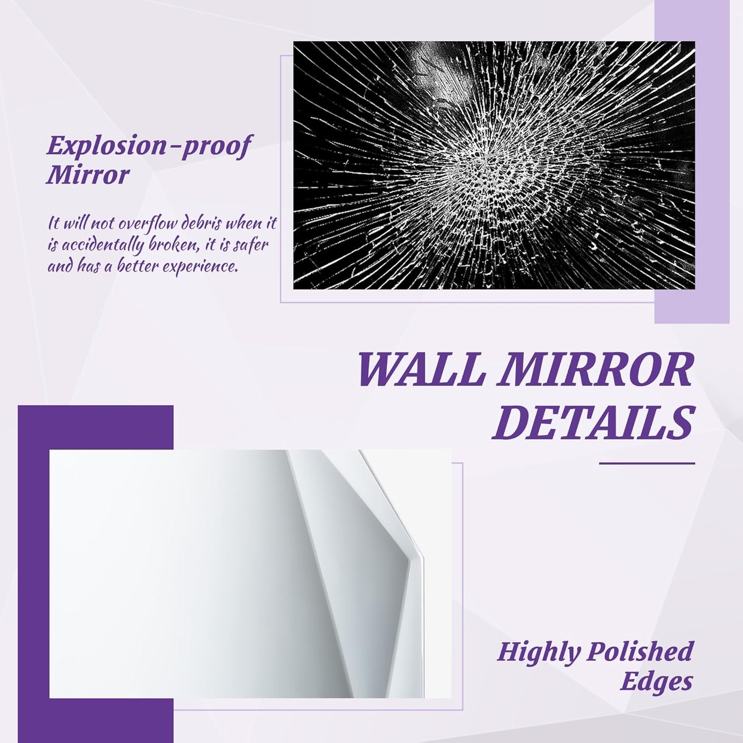 Bathroom Mirror for Wall, 30" x 48" Arched Mirror, Bathroom Vanity Mirror, Beveled Edge Frameless Wall Mount Vanity Mirrors, Wall Mirrors Decorative, Irregular Beveled Edge Mirror