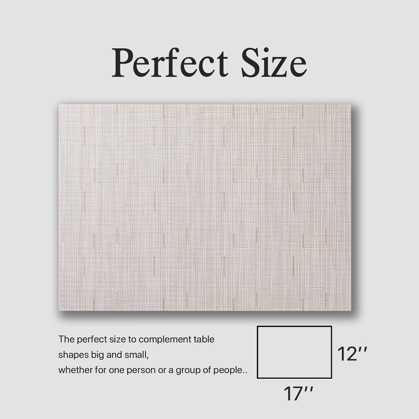 Placemats Set of 8 - Easy Clean Woven Vinyl Placemats for Dining Table, Indoor/Outdoor Place Mats, Washable PVC Table Mats （Pale Beige）