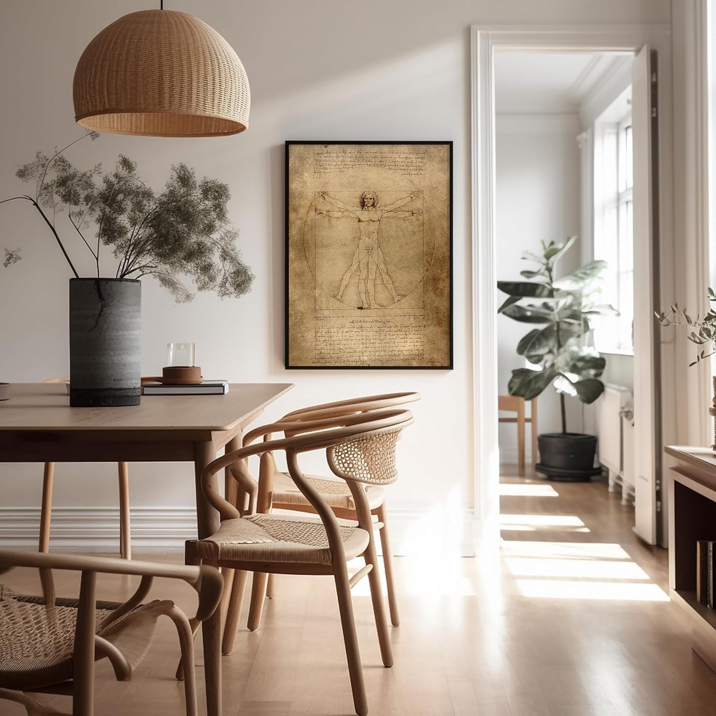 Poster Master Vintage Leonardo Da Vinci Poster - Retro Vitruvian Man Print - Drawing Art - Renaissance Art - Gift for Men & Women - Decor for Living Room, Bedroom or Office - 8x10 UNFRAMED Wall Art