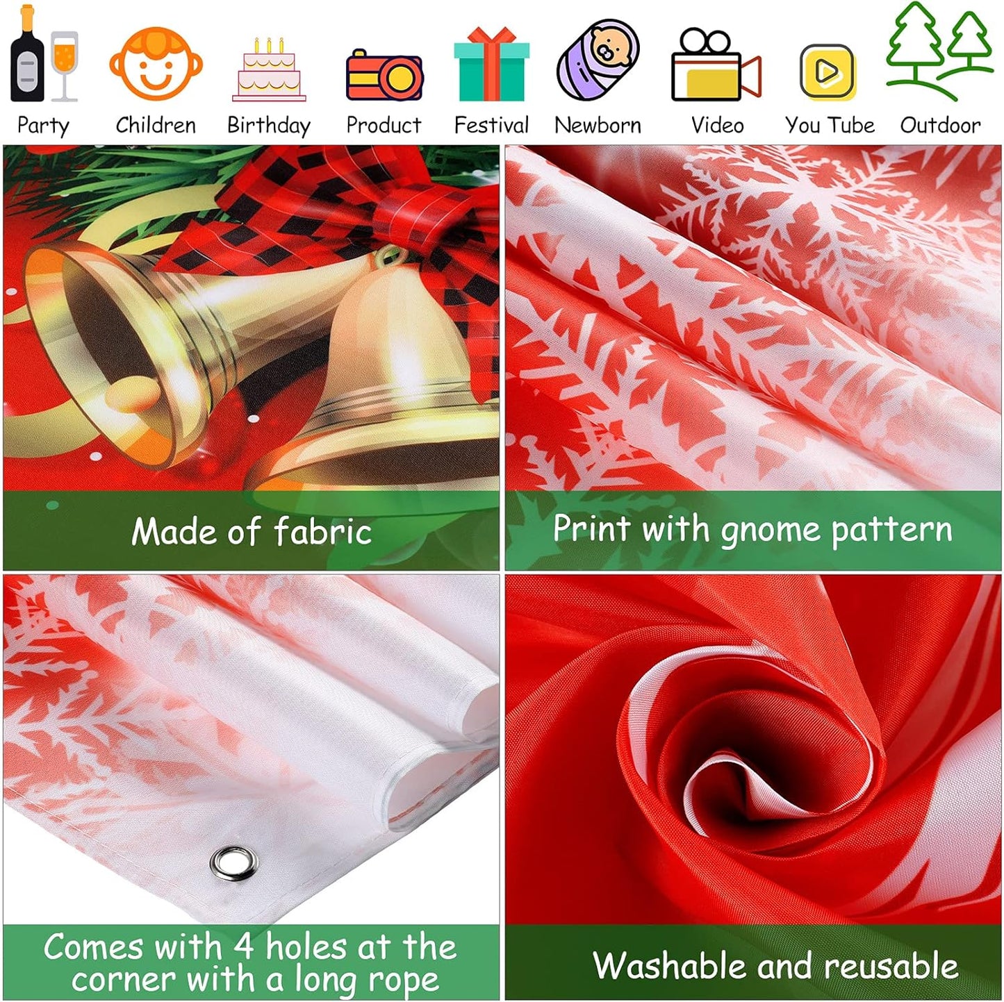 Irenare Christmas Backdrop Merry Christmas Banner Party Decoration Xmas Photography Background Photo Props for Winter Holiday New Year Eve Family Party Decoration Supplies(Snowflake)