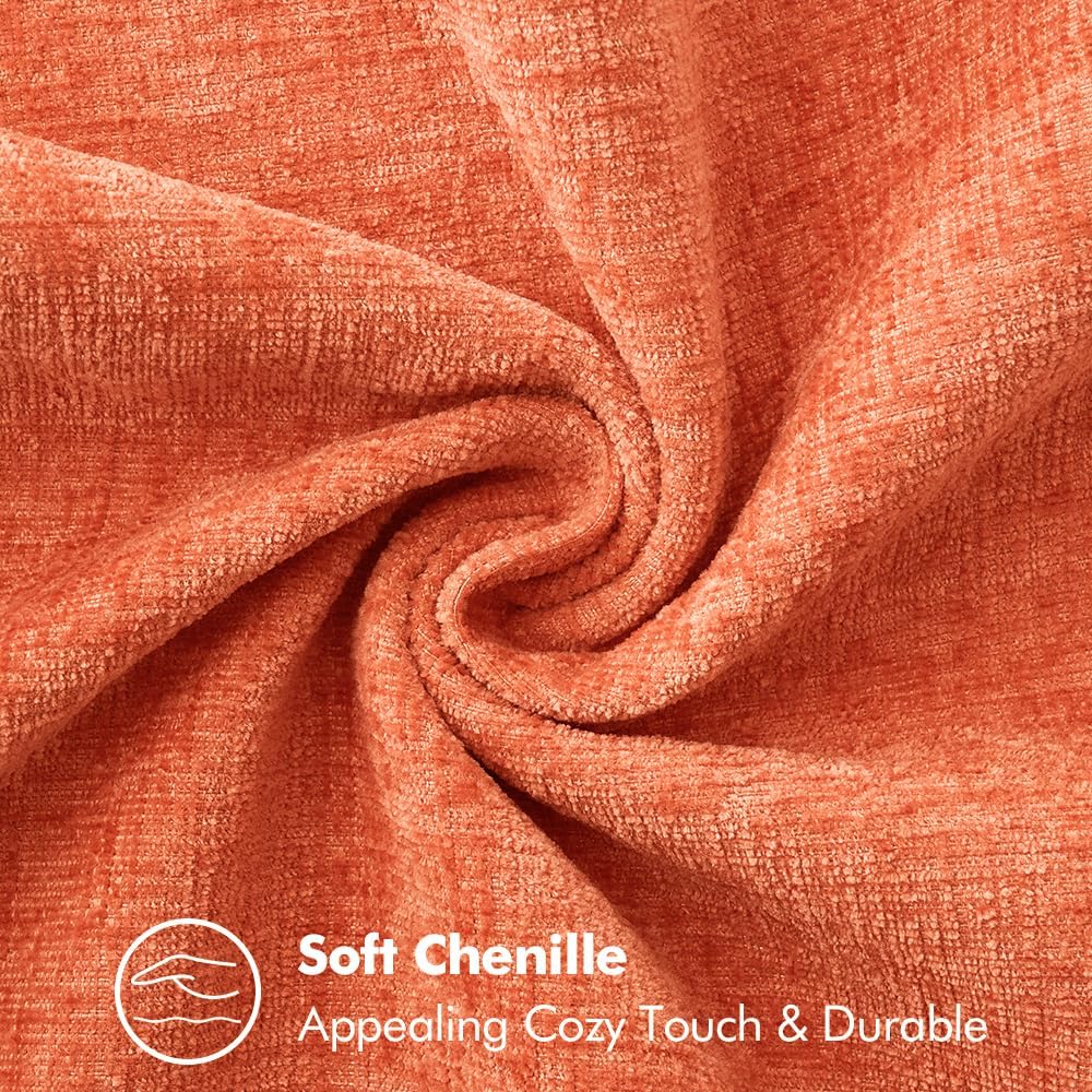 MIULEE Pack of 2 Couch Throw Pillow Covers 18x18 Inch Coral Red Farmhouse Decorative Pillow Covers with Stitched Edge Soft Chenille Solid Dyed Pillow Covers for Sofa Bed Living Room