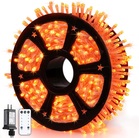 JMEXSUSS 600 LED Orange Lights for Halloween Decorations, Halloween Lights Outdoor, Orange String Fall Light Plug in for Indoor Room Tree Yard Party Magic Summerween Fall Decor