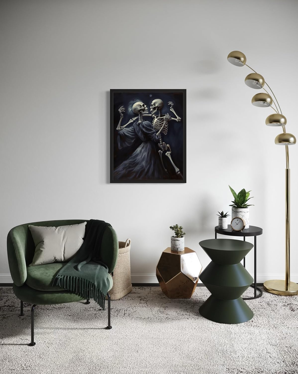 Dancing Skeleton Poster Art Print, Halloween Scary Vintage Wall Art Academia Spooky Painting Decoration for Horror Prints, Gothic Posters Bedroom Decor 89 (Dancing Skeleton, 11 x 14 inches, Unframed)