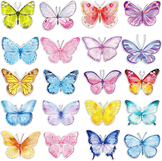 20PCS Butterfly Thick Gel Cling Spring Window Gel Clings Decals Stickers Butterfly Window Decorations for Kids Toddlers Home Airplane Classroom Nursery Spring Party Supplies Removable Reusable