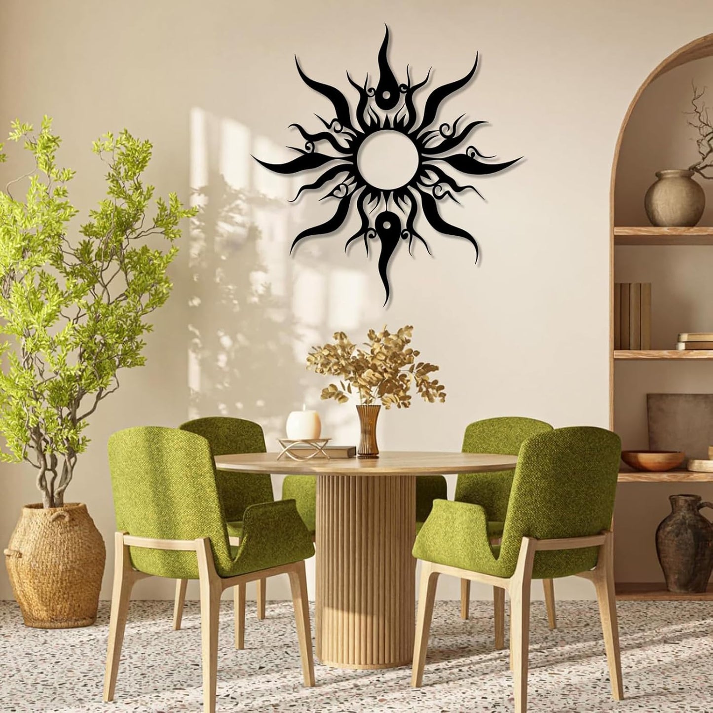 Hotuijxca Metal Wacky Sun Wall Art, Wacky Sun Metal Decor for Livingroom, Bedroom (Gold, 31"x30"/80x77cm, metal wall art)