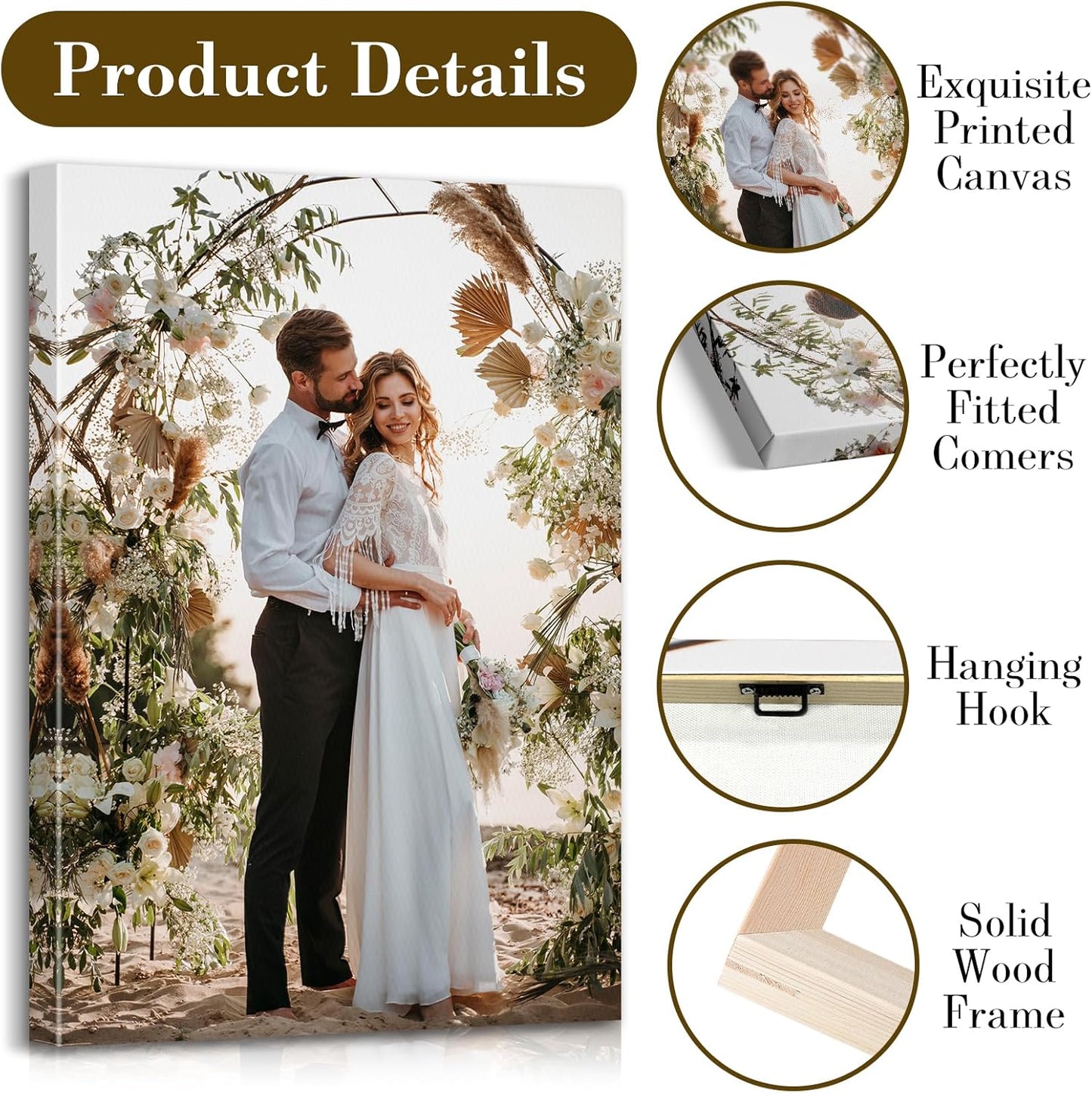 Custom Canvas Prints with Your Photos - Personalized Pictures Print, Customized Photo Gifts, Wall Art Poster Canvas Printing for Wedding, Family, Baby, Pets, Home Office Decor, Wrapped Frame 24x48