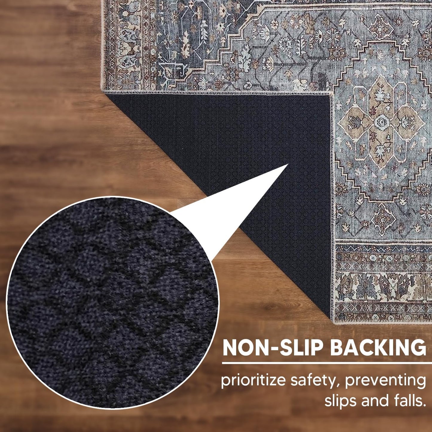 Keen Home Design 10x14 Rug - Machine Washable Area Rug with Non-Slip Backing, Ideal for Living Room, Dining Room, Bedroom - Vintage, Easy Clean, Durable, Low Pile Rug - (9'7" x 14')