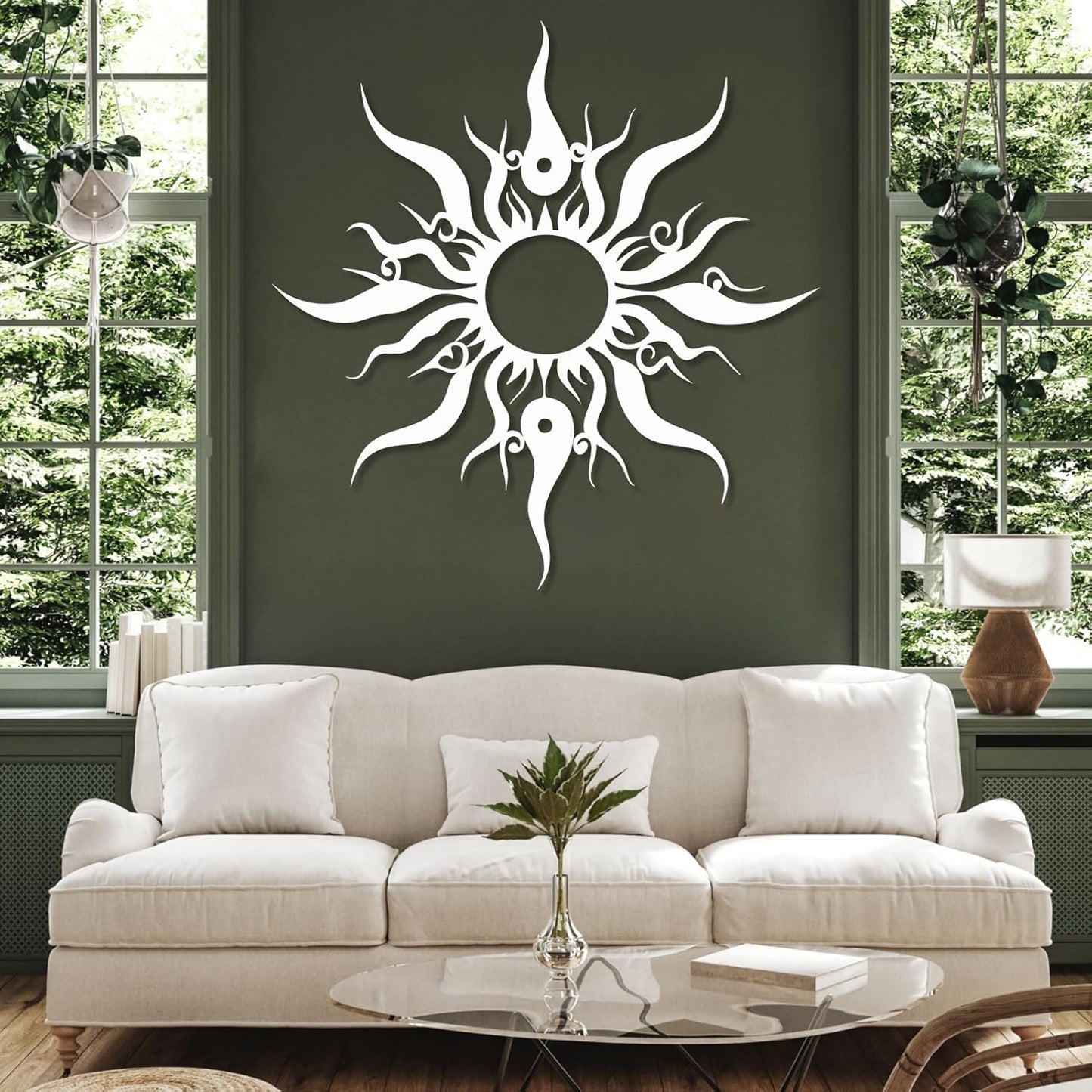 Hotuijxca Metal Wacky Sun Wall Art, Wacky Sun Metal Decor for Livingroom, Bedroom (Silver, 19"x18"/47x45cm, metal wall art)