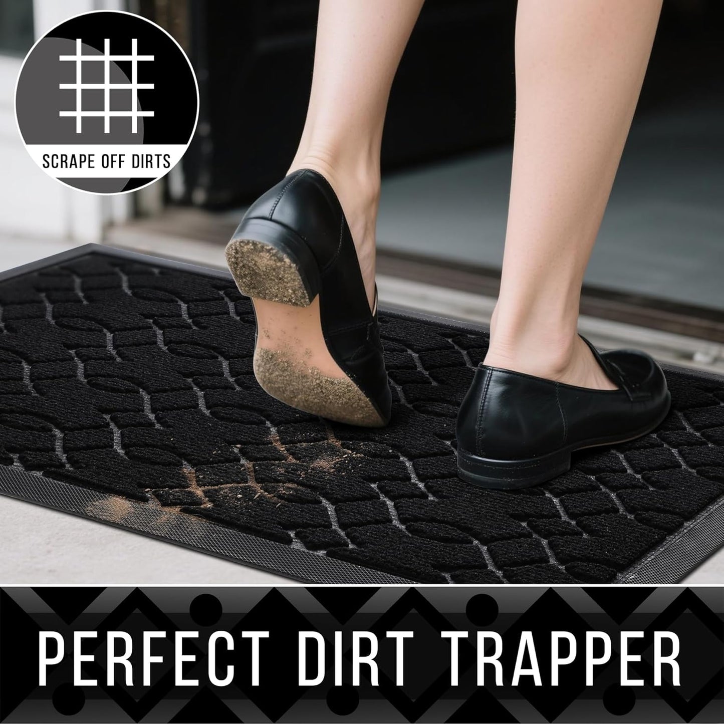 Yimobra Front Door Mat Outdoor Indoor 60x36, All-Season, All-Weather, Heavy Duty Welcome Door Mats Outside Entrance, Non Slip Porch Patio Entrance Mat, Black