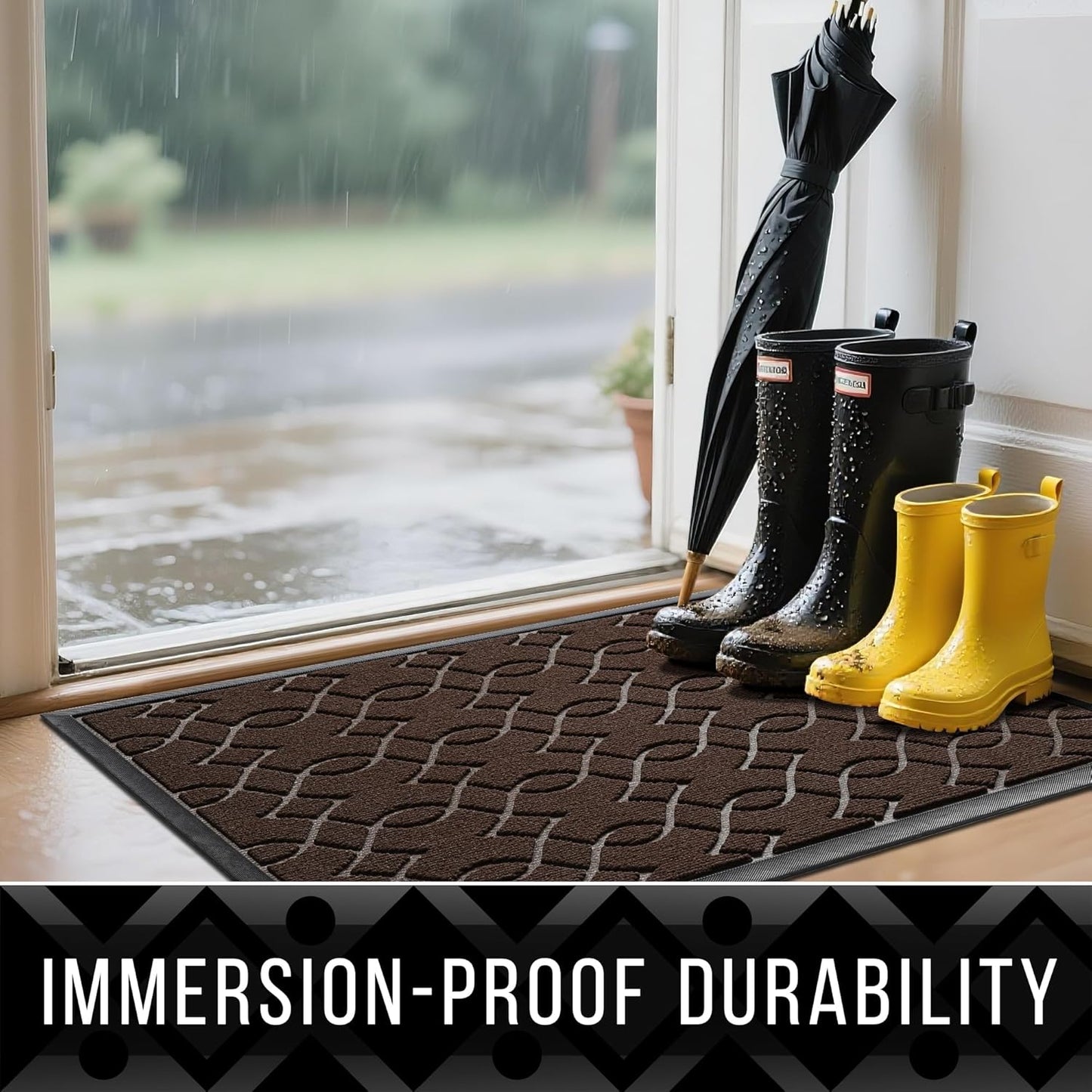 Yimobra Front Door Mat Outdoor Indoor 60x36, All-Season, All-Weather, Heavy Duty Welcome Door Mats Outside Entrance, Non Slip Porch Patio Entrance Mat, Coffee