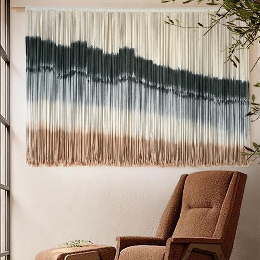 IOWER Large Macrame Wall Hanging Dip Dye Craftsmanship Fiber Yarn Wall Art Boho Wall Decor Home Decor 57''W x 35''L