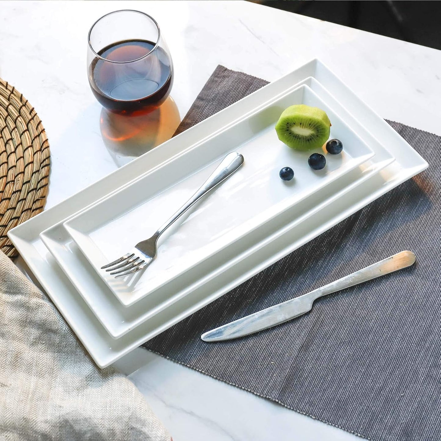 Sweese 2-Pack Porcelain Oval Serving Platters, White High-Grade Durable Professional, White nan 3.0 Count