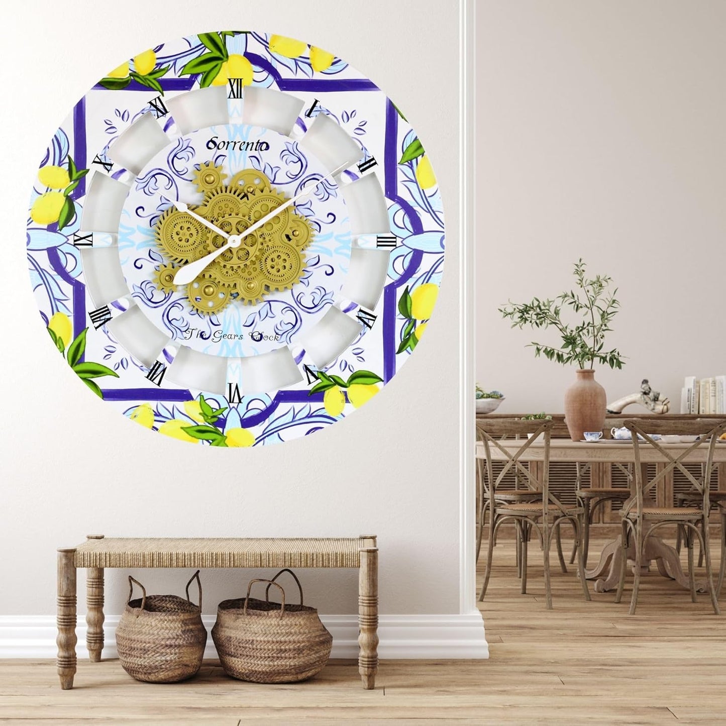 The Gears Clock Wall Clock Italy Collection with Moving Gears (Sorrento, 36 inch Round)