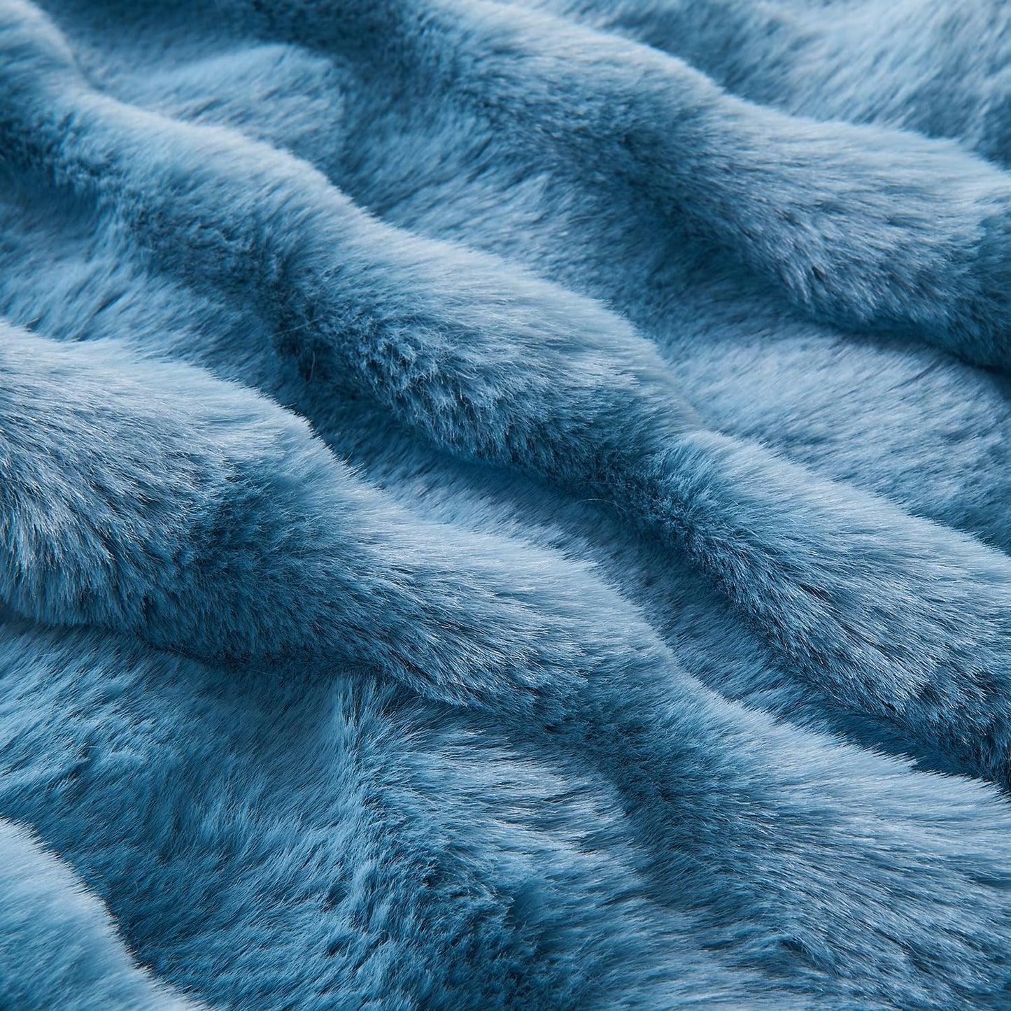 Lotus Karen Faux Fur Throw Blanket Sky Blue - Big Bubble Rabbit Fluff Blanket for Couch Bed Sofa,Softest Fluffy Fuzzy Cozy Blanket,Thick Furry Plush Shaggy Warm Blankets for Women,90x90 Inches