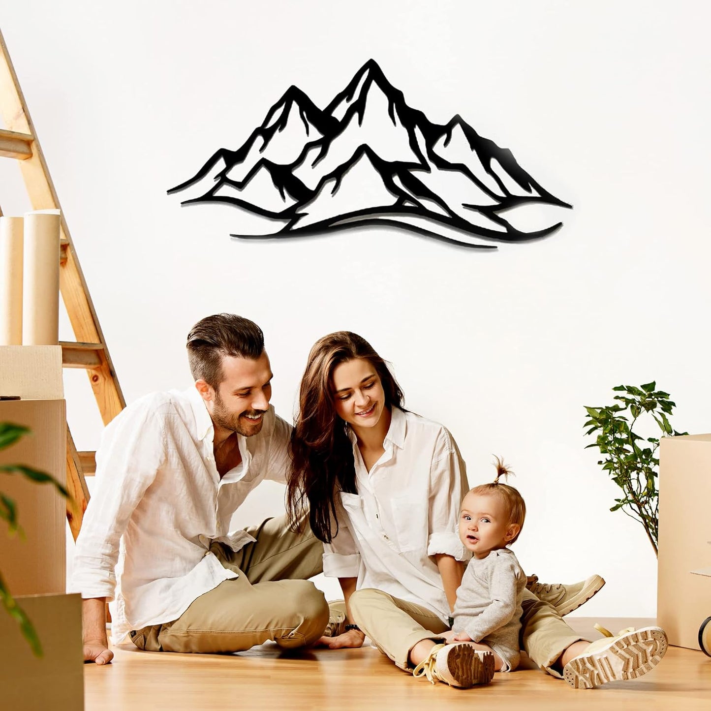 METALPLEX Mountain Range Metal Wall Art - Fade-Resistant and Rust-Free Indoor & Outdoor Aluminum Composite Wall Decor - Home Decor Wall Art For Living Room and Bedroom Decorations - Black (47" x 22")