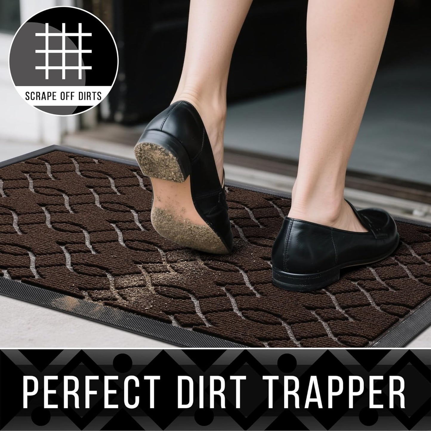 Yimobra Front Door Mat Outdoor Indoor 47x24, All-Season, All-Weather, Heavy Duty Welcome Door Mats Outside Entrance, Non Slip Porch Patio Entrance Mat, Coffee