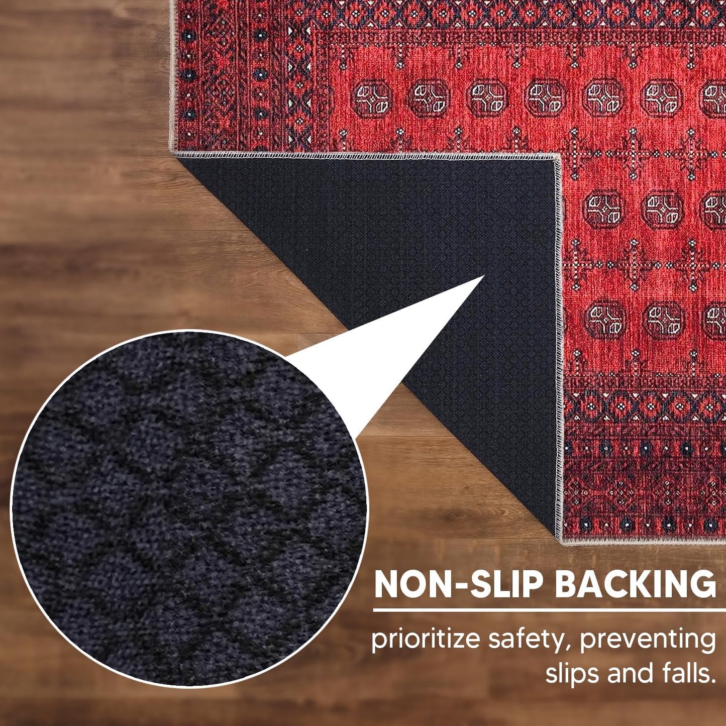 Keen Home Design 5x7 Rug - Machine Washable Area Rug with Non-Slip Backing, Ideal for Living Room, Dining Room, Bedroom - Vintage, Easy Clean, Durable, Low Pile Rug - (5' x 7')