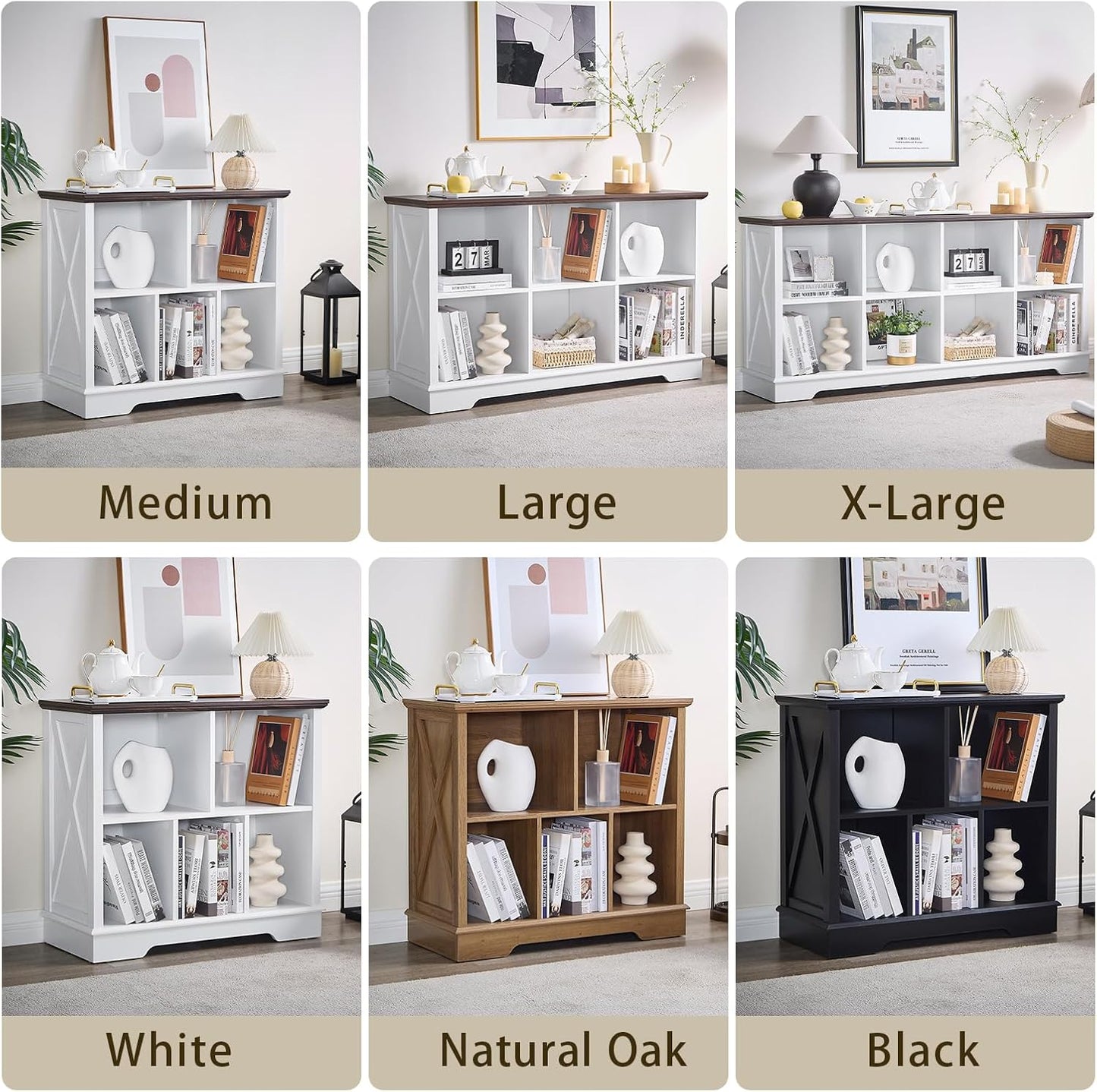Farmhouse 5 Cube Bookshelf, Storage Organizer Bookcase, Kids Toy Storage Cabinet, Small Bookshelves Storage Organizer Shelf, Wood Display Cabinet Book Shelves for Bedroom,Living Room,Natural Oak
