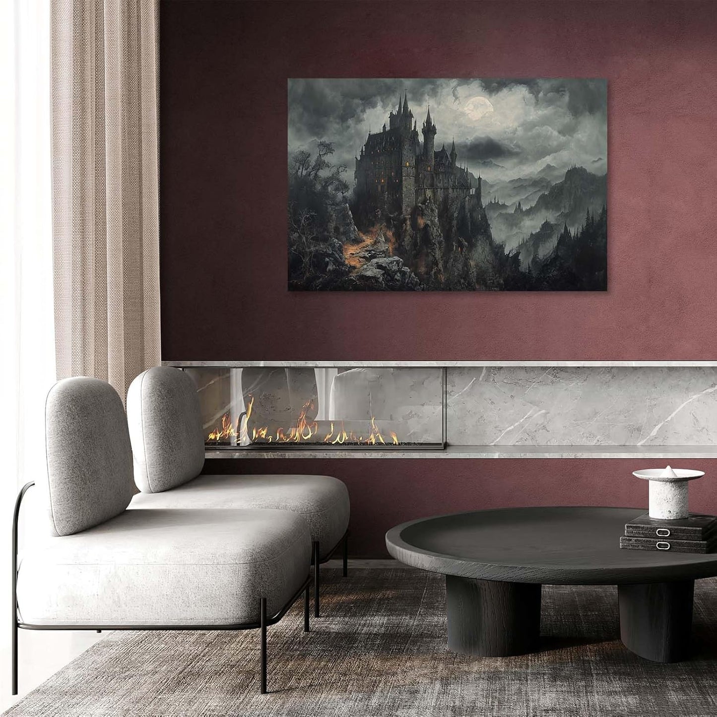 Vintage Castle Poster Dark Academy Victorian Gothic Castle Wall Art Poster Moody Mystical Art Print Suitable for Home Living Room Bedroom12x16in Wood Framed