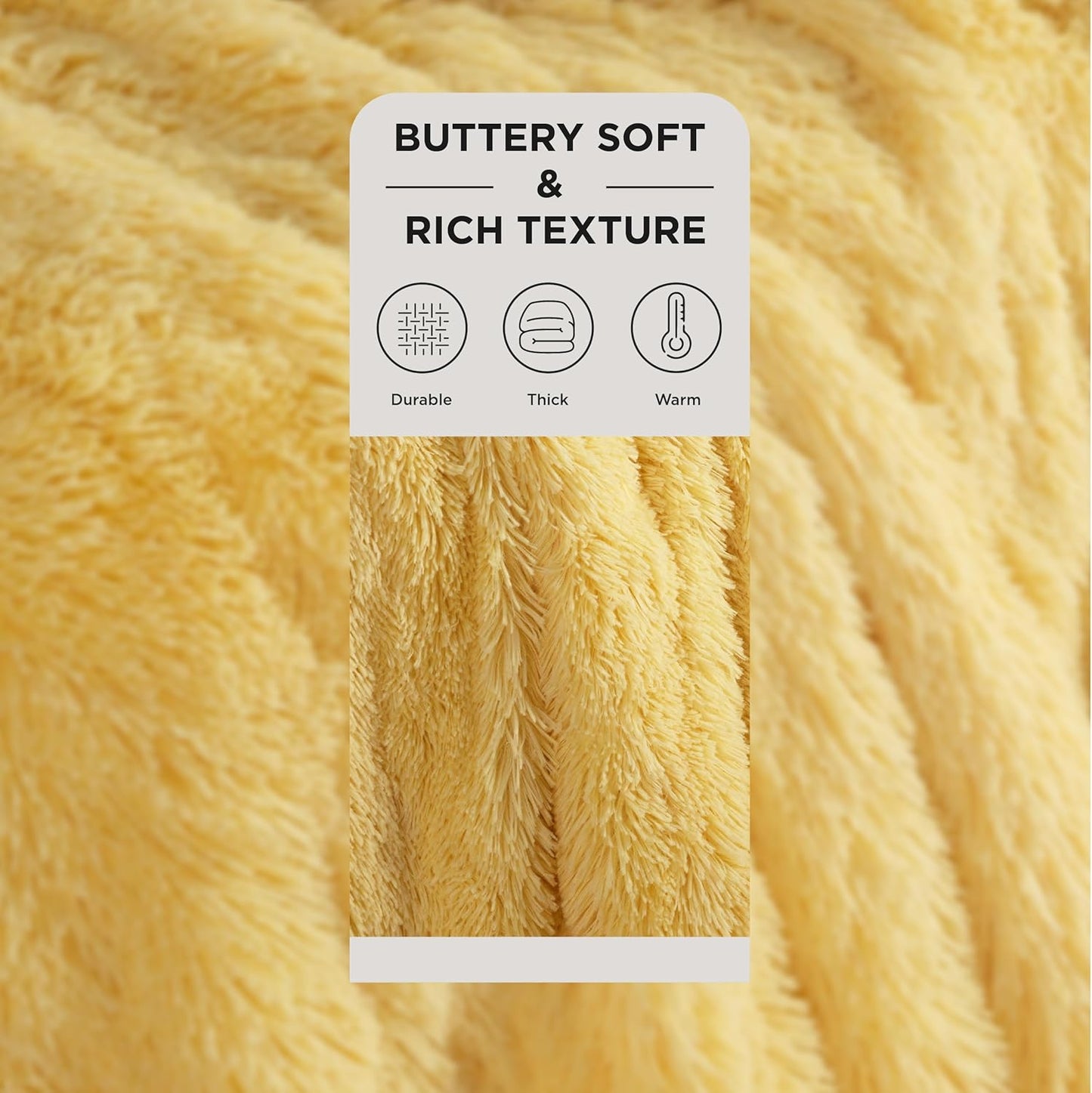 Bedsure GentleSoft Fluffy Yellow King Size Blanket for Bed, Thick Soft Sherpa Faux Fur Fleece Bedding Fuzzy Plush Winter Warm Heavy Big Large King Blanket, Cozy Yellow Gifts for Men Women, 108x90