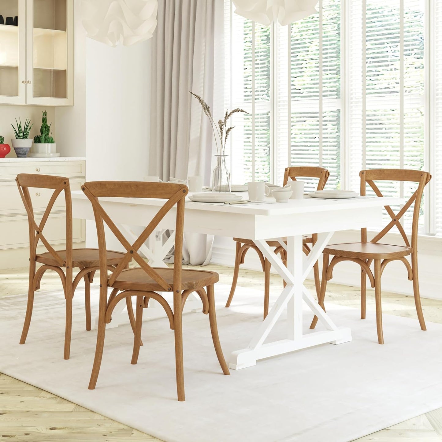 EMMA + OLIVER Light Brown X-Back Chair