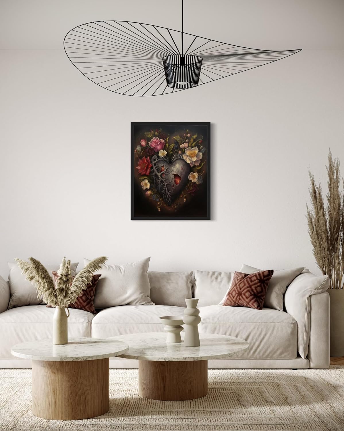 Gothic Heart Poster Art Print, Halloween Scary Vintage Wall Art Academia Spooky Painting Decoration for Horror Prints, Posters Bedroom Decor 89 (Gothic Heart, 11 x 14 inches, Black Frame)