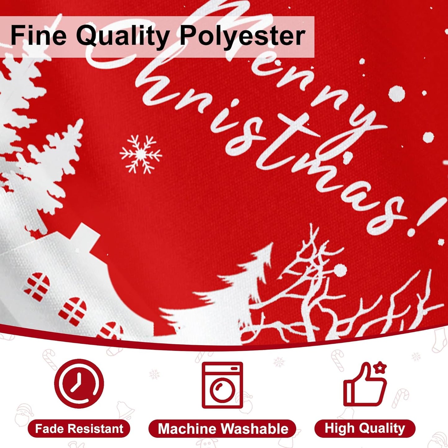 Christmas Tree Skirt 48 Inches Red Xmas Soft Cover Mat Decor Retro Xmas Tree Skirt for New Year Holiday Ornaments Indoor Outdoor Decorations (Merry Chrismas)