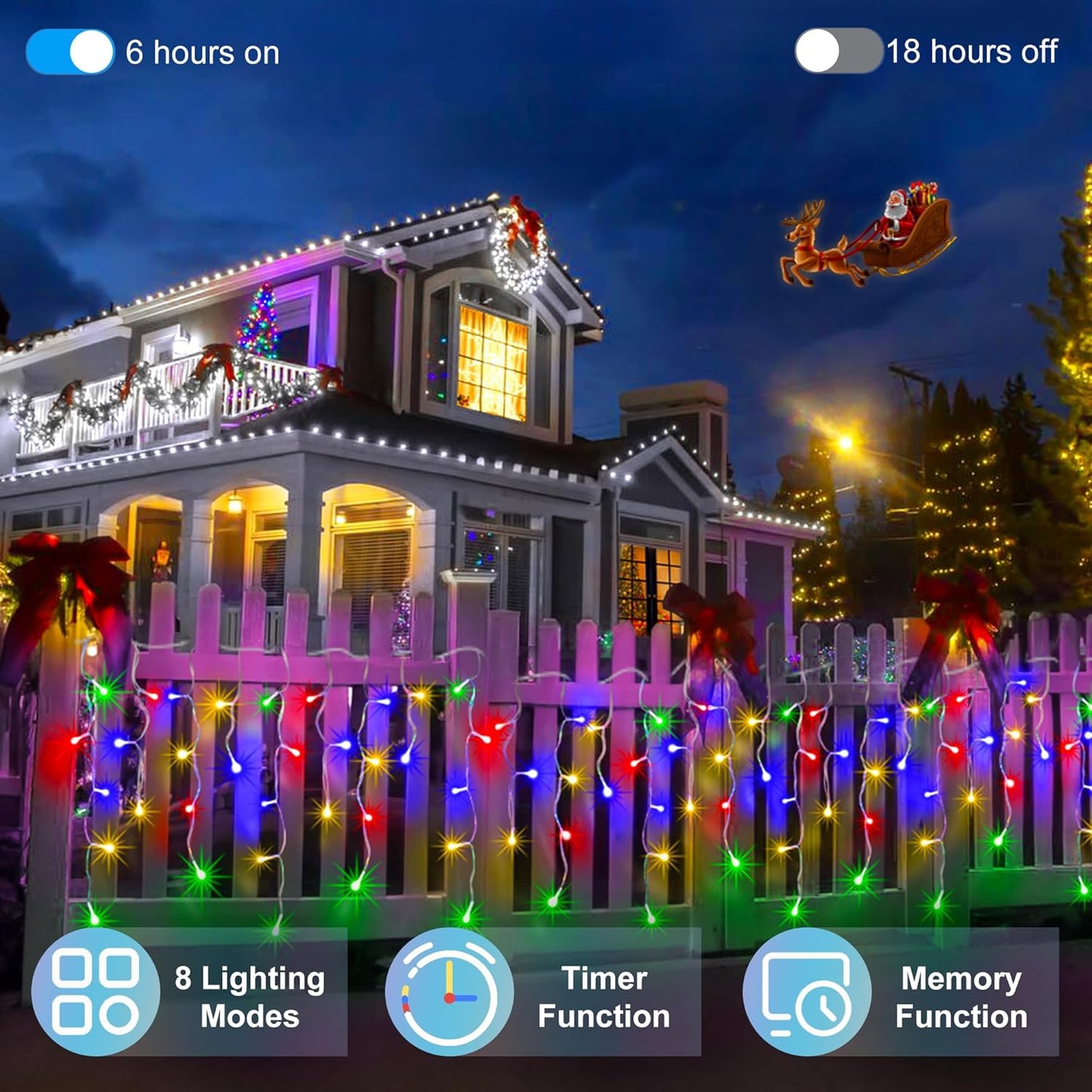 792 LED Christmas Outdoor Lights with 176 Drops, 82ft Hanging Curtain Lights 8 Modes, Christmas Fairy Lighs with Timer & Memory for House Roof Holiday Wedding Christmas Decor (Multicolor)