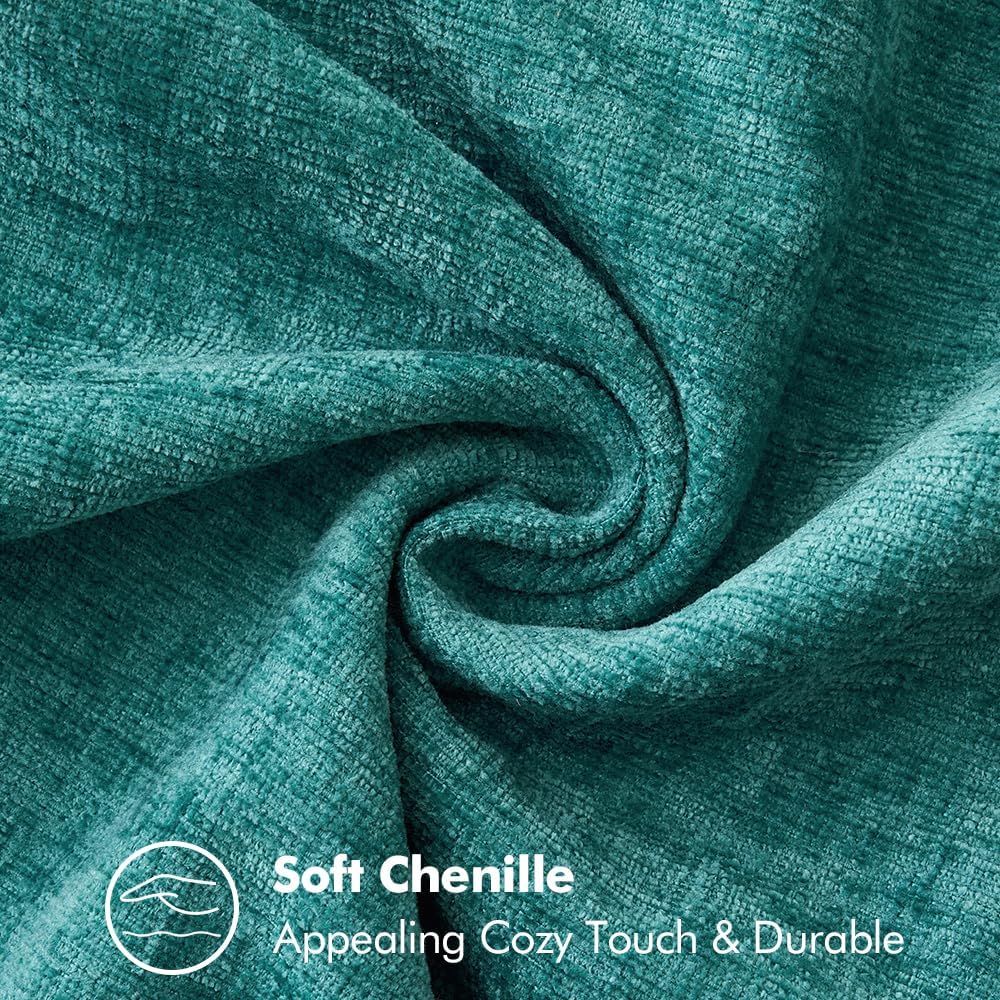 MIULEE Pack of 2 Couch Throw Pillow Covers 20x20 Inch Teal Farmhouse Decorative Pillow Covers with Stitched Edge Soft Chenille Solid Dyed Spring Pillow Covers for Sofa Bed Living Room