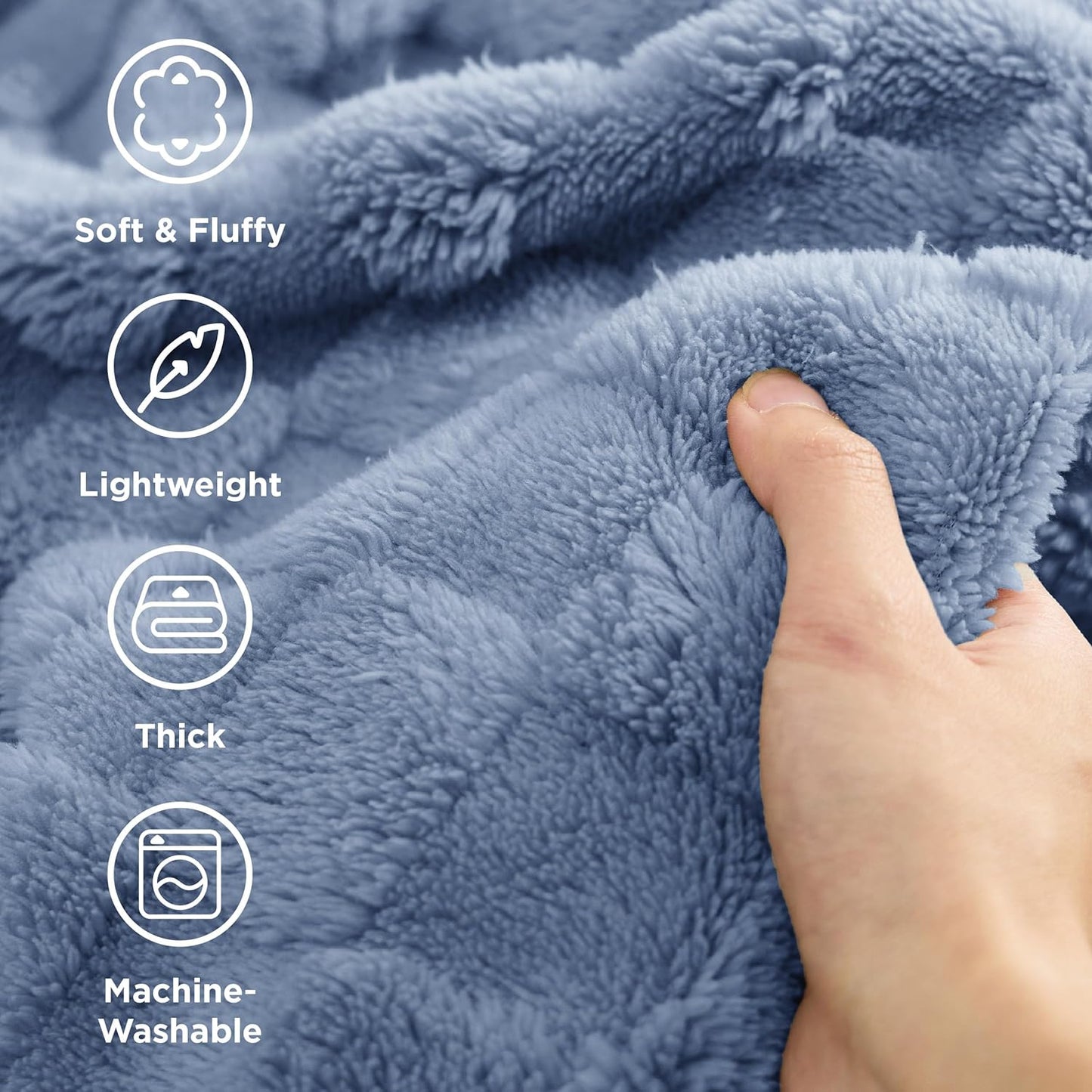 Bedsure GentleSoft Ashley Blue Throw Blanket for Couch - Super Soft Cozy Blankets Gifts for Women Men Girls, Cute Small Fleece Throws for Bedroom Home Decor, 50x70 Inches