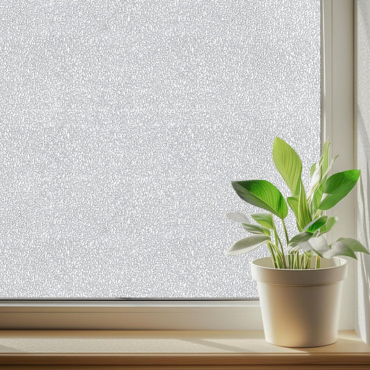 DUOFIRE Window Privacy Film, Sparkling Frosted Glass Window Film, UV Blocking Non-Adhesive Static Cling Windows Clings, No Glue Removable Windows Coverings for Home Office Bathroom, 35.4 X 78.7 inch