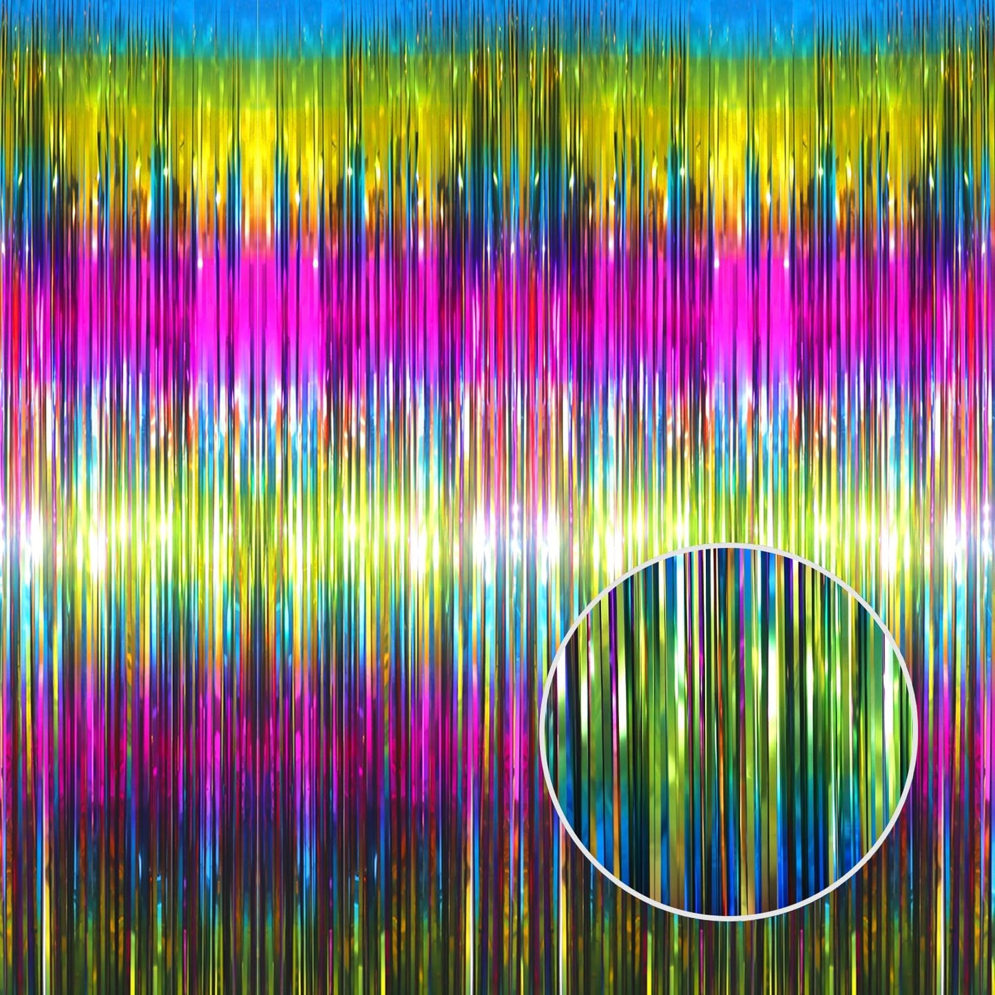 GOER 3.2 ft x 8.2 ft Metallic Tinsel Foil Fringe Curtains Party Photo Backdrop Party Streamers for Birthday,Graduation,New Year Eve Decorations Wedding Decor(3 Packs,Macaroon Rainbow)