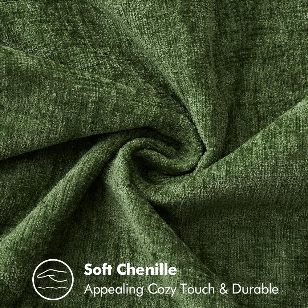 MIULEE Pack of 2 Christmas Pillow Covers 24x24 Inch Moss Green Farmhouse Decorative Throw Pillow Covers with Stitched Edge Soft Chenille Solid Dyed Couch Pillow Covers for Sofa Bed Living Room