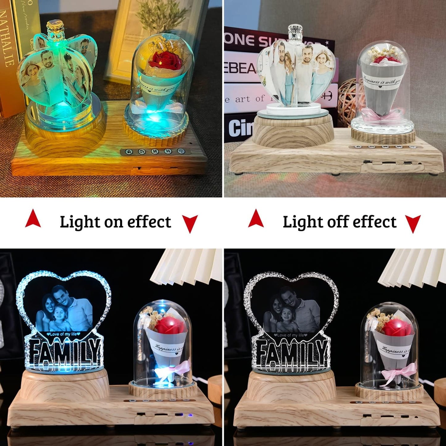 3D Crystal Photo, Valentine's Day Personalized Gift, Lover Photo with Laser Engraving, Engraved Crystal, Custom Couple Gift - Liebe