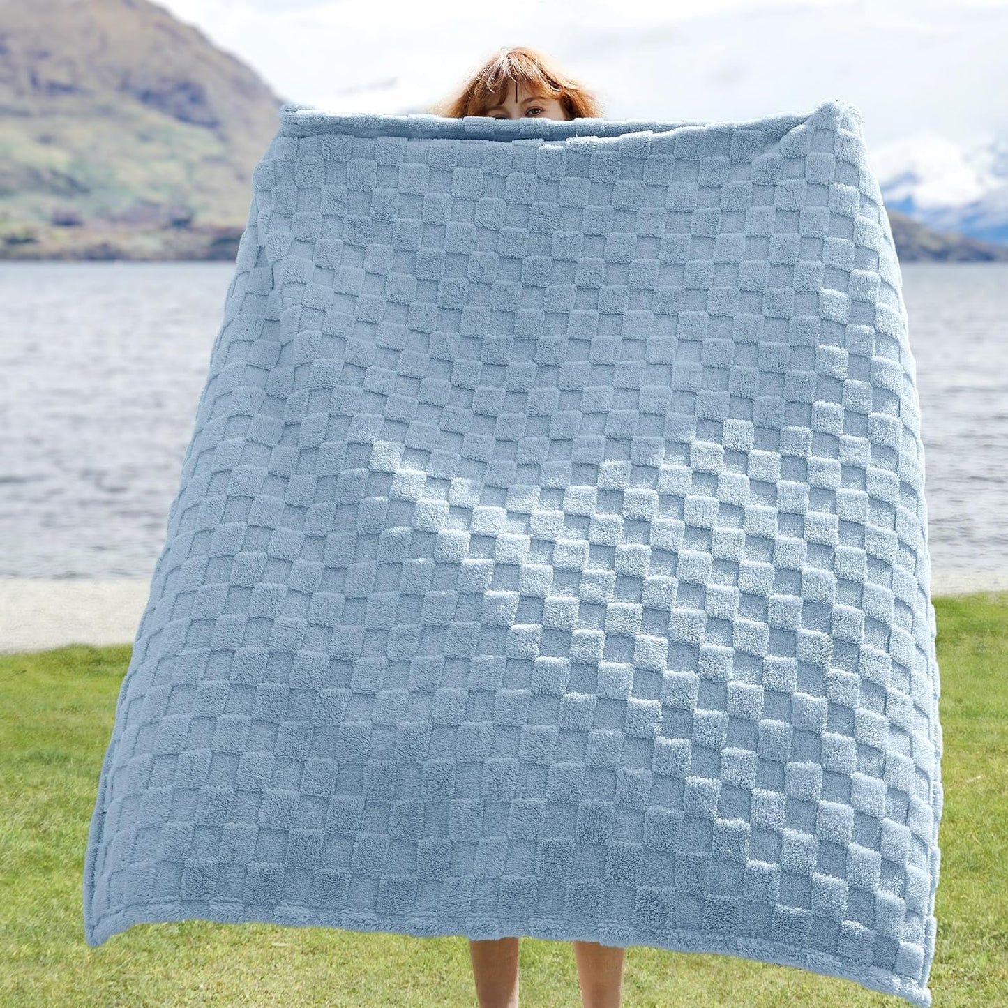 Bedsure GentleSoft Twin Blanket for Bed Light Blue - Super Soft Cozy Blankets for Women Men Girls, Cute Fuzzy Fleece Throws for Bedroom Couch, 60x80 Inches