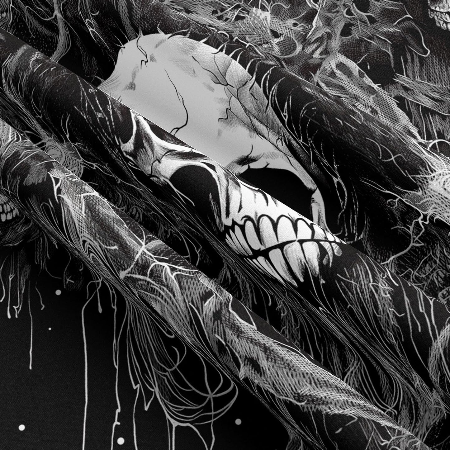 Tapzen Gothic Black and White Wall Tapestry - Dark Skeleton Horror Design - Aesthetic Cool for Bedroom, Living Room or Dorm (90 x 70 inches)