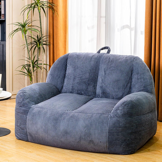 Giant Bean Bag Chair, Faux Fur Bean Bag Chair for Adults, Fluffy and Comfy Bean Bags with Filler, Big Bean Bag Sofa Chair for Reading, Gaming, Stuffed High-Density Foam, Grey
