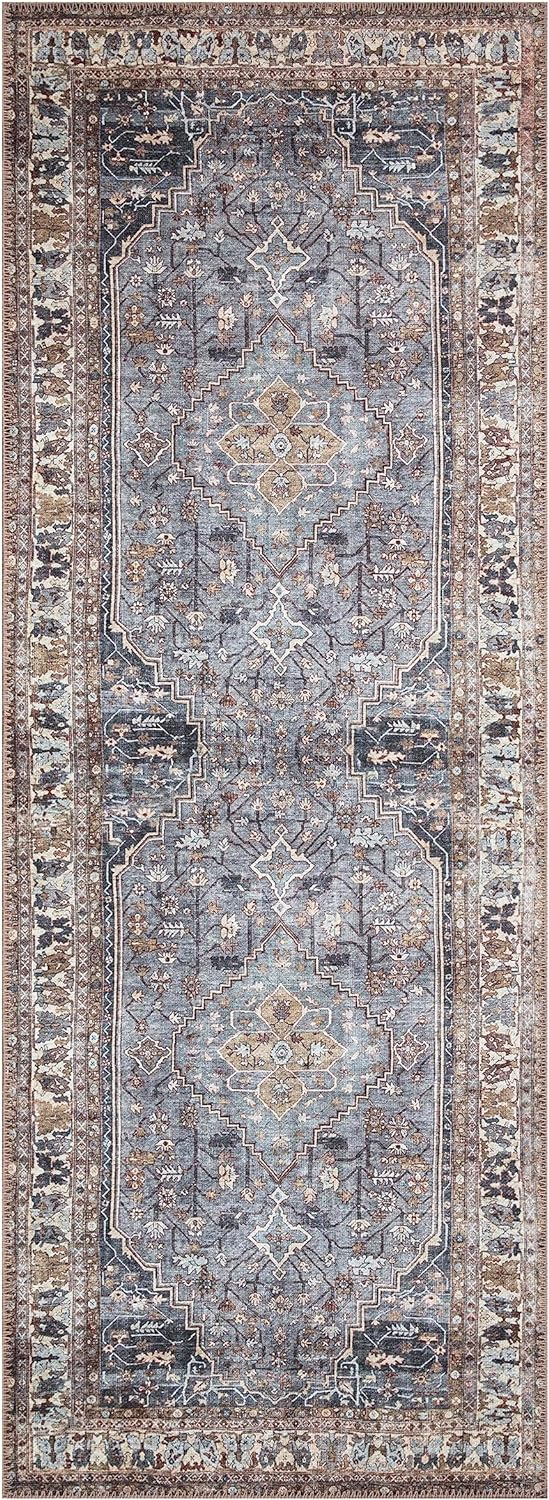 Keen Home Design 2x7 Rug - Machine Washable Runner Rug with Non-Slip Backing, Ideal for Hallway, Entryway, Kitchen, Laundry Room - Vintage, Easy Clean, Durable, Low Pile Rug - (2'6" x 7')