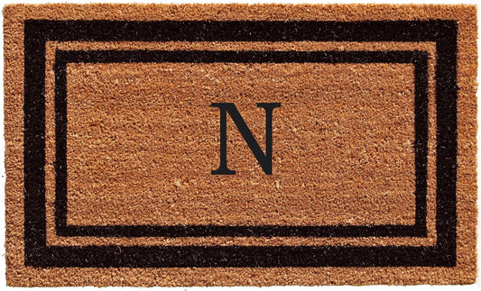 Calloway Mills 152963672N Black Border 36" x 72" Monogram Doormat Letter (N)