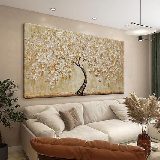 TAIJXAGSG Botanical Wall Art Gold Tree Flower Abstract Wall Decor Modern Canvas Art Wall Decor Print Abstract Paintings Pictures For Bedroom Bathroom Office Home Artwork Can Be Hung Directly 20"X 40"