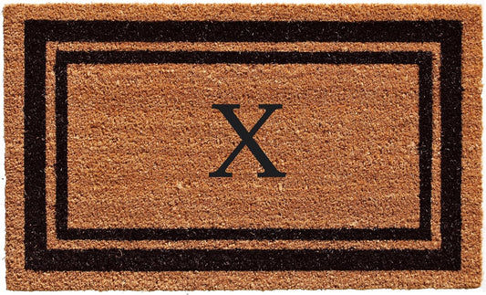 Calloway Mills 152963672X Black Border 36" x 72" Monogram Doormat Letter (X)