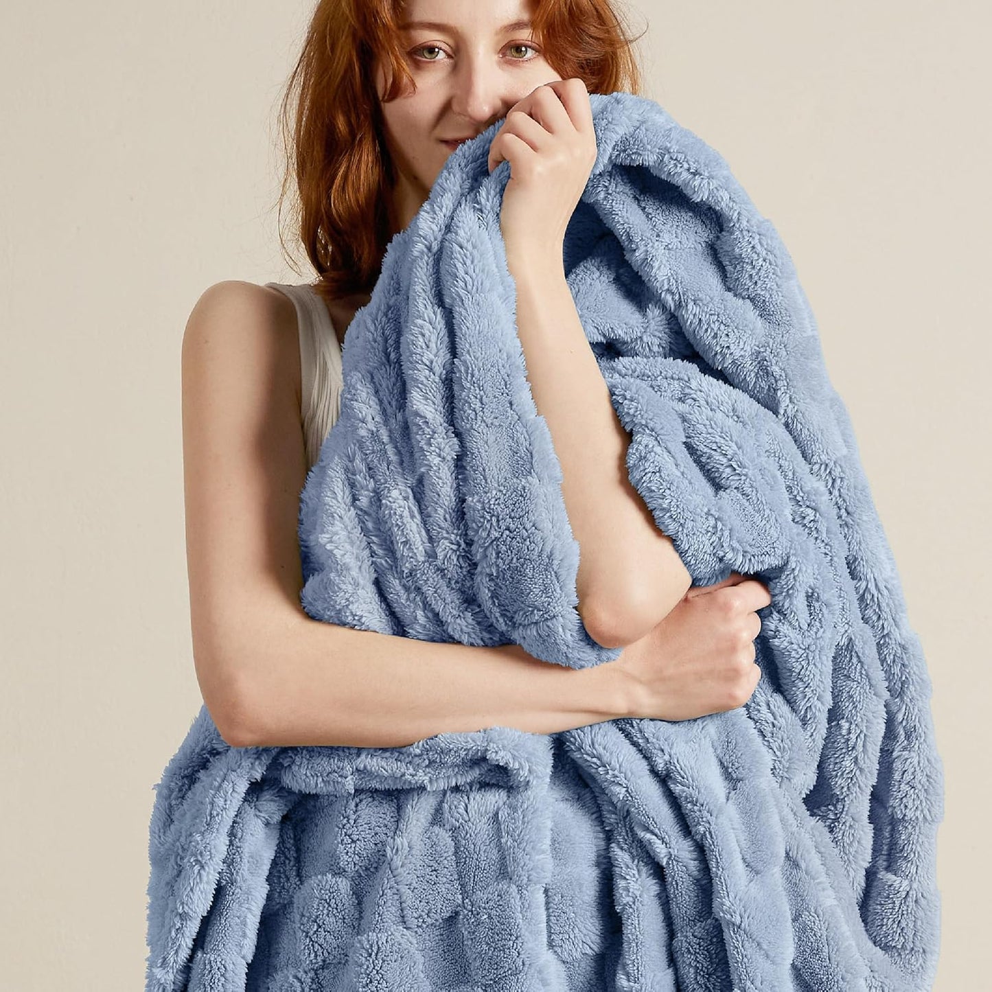 Bedsure GentleSoft California King Blanket for Bed - Super Soft Cozy Blankets for Women Men Girls, Large Fuzzy Fleece Throw for Bedroom Decor, Ashley Blue, 102x96 Inches