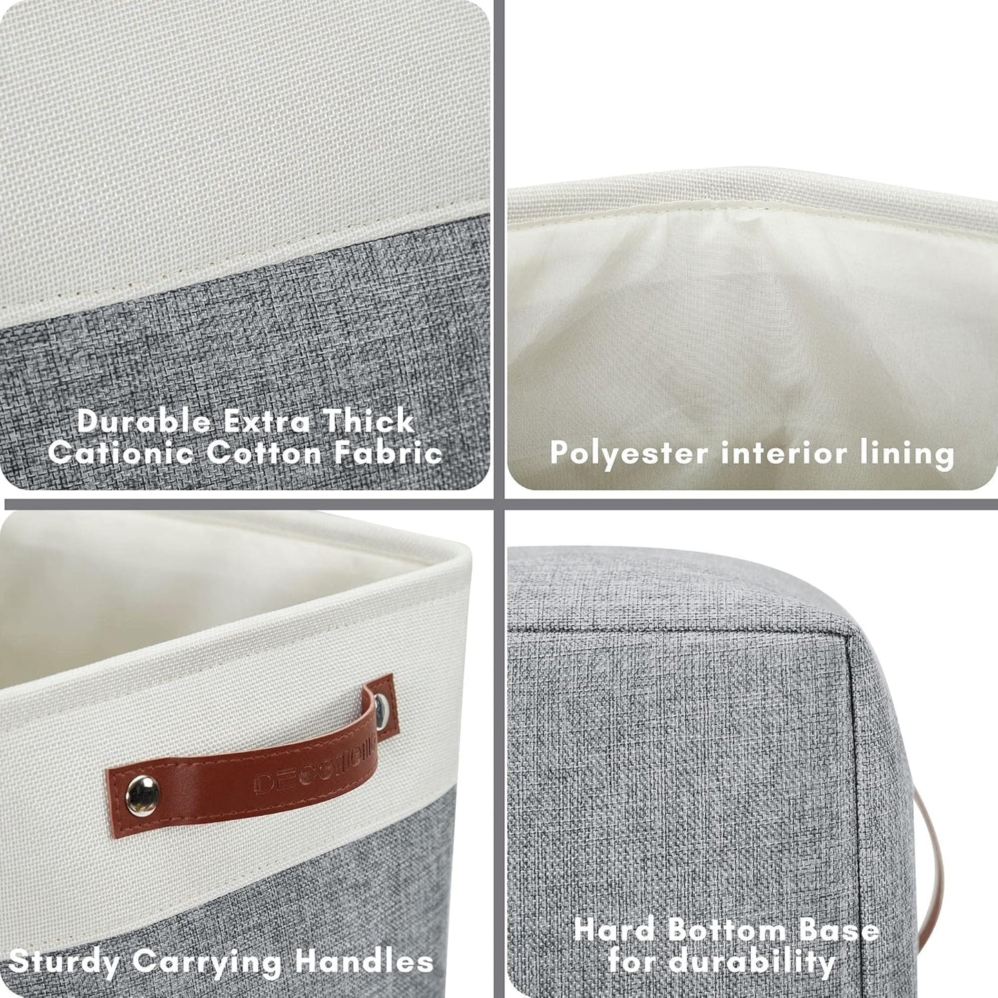 DECOMOMO Extra Large Storage Baskets 54.5L Fabric Storage Bins for Organizing Linen Closet, Toys, Nursery (Slate Grey and White, XXXL - 3 pack)