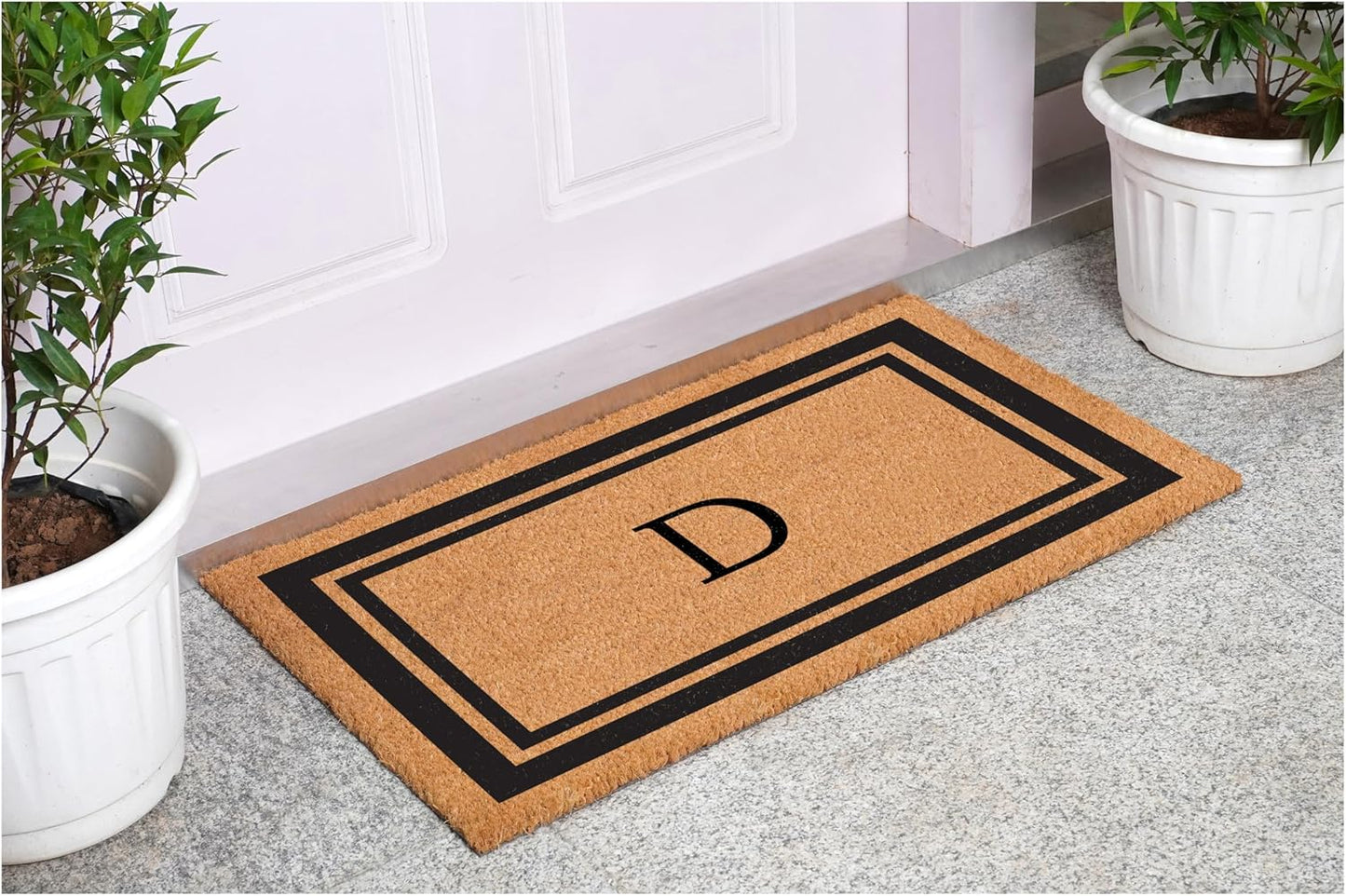 Calloway Mills 152962436D Black Border 24" x 36" Monogram Doormat, (Letter D)