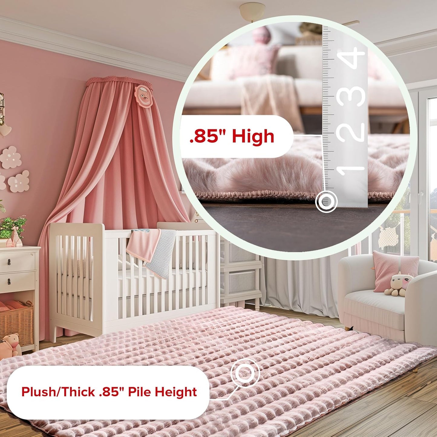 nuLOOM 2' x 8' Cozy Plush SuperiorWash Area Rug, Machine Washable, Non-Slip, Soft Fluffy Shag Carpet for Living Room Bedroom Kids Room Nursery Home Decor, Jeni Blush