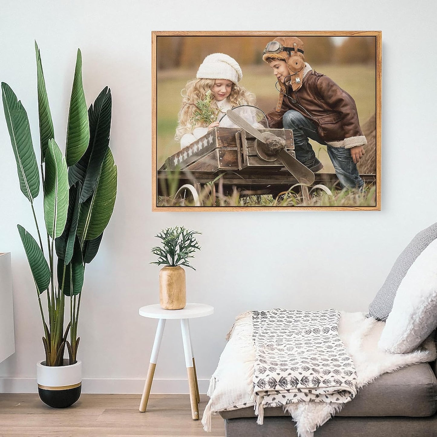 Personalized Custom Canvas Prints: Photo On Canvas (Light Brown, 20X20) Transform Your Photos into Stunning Framed Wall Art Digitally Printed Photo To Canvas Ideal for Home Decor, Gifts Keepsakes.