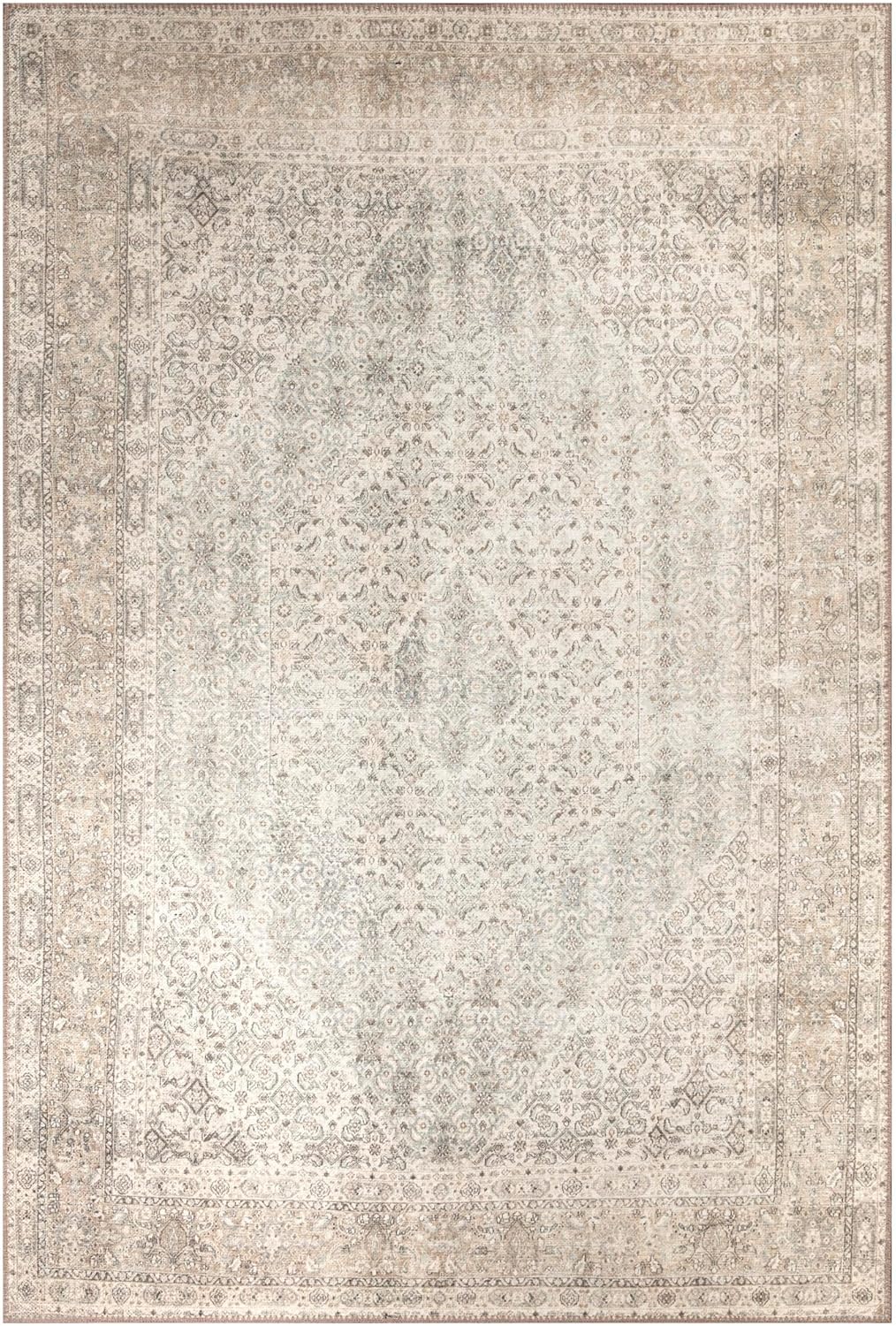 Keen Home Design 8x10 Rug - Machine Washable Area Rug with Non-Slip Backing, Ideal for Living Room, Dining Room, Bedroom - Vintage, Easy Clean, Durable, Low Pile Rug - (8' x 10')