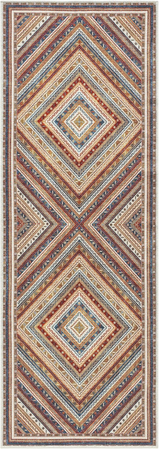 Keen Home Design 2x12 Rug - Machine Washable Runner Rug with Non-Slip Backing, Ideal for Hallway, Entryway, Kitchen, Laundry Room - Vintage, Easy Clean, Durable, Low Pile - (2'6" x 12')