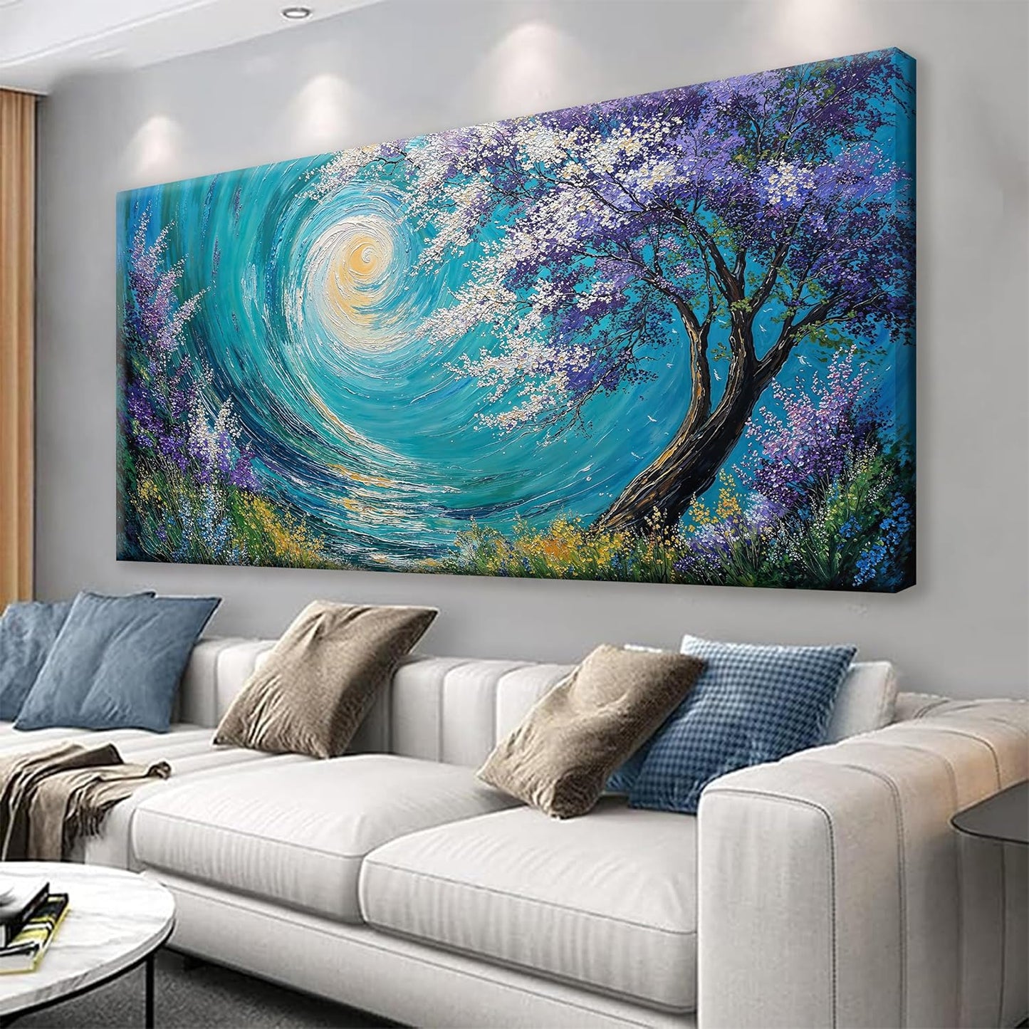 Suconvng Abstract Tree Wall Art Print Painting Canvas Art Wall Decor 20 X 40 Inch Decorations Purple Tree Abstract Art Picture For Bedroom Kitchen Office Home Wall Decor